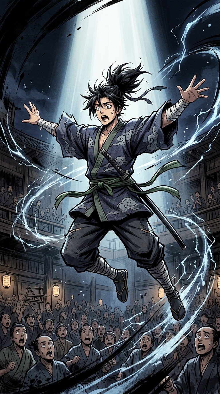 Raiko frozen mid-stance, will defeated