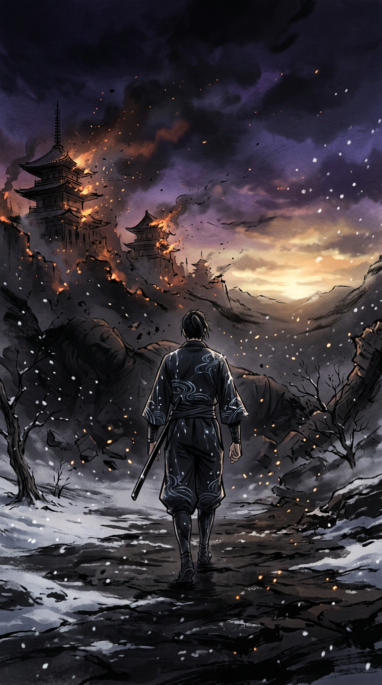 Hanzo walks away from the realm as dawn shifts