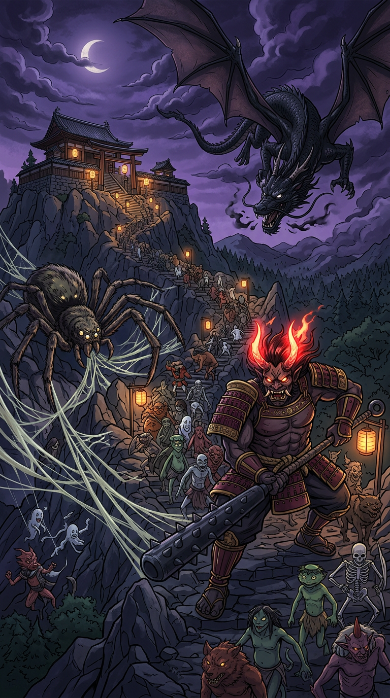 The Yokai horde descends on the temple